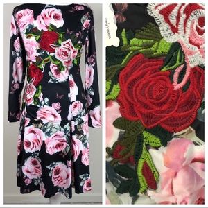 🍍Floral Dress Long Sleeve with peplum hem